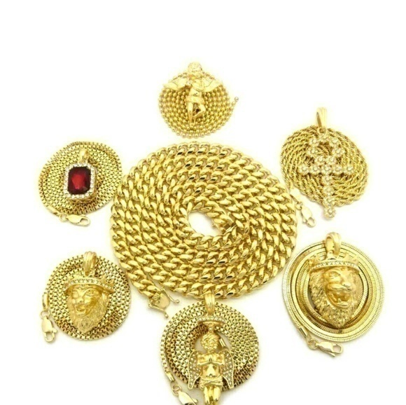 14K Gold Plated ICED OUT CHAINS COMBO - Picture 2 of 2